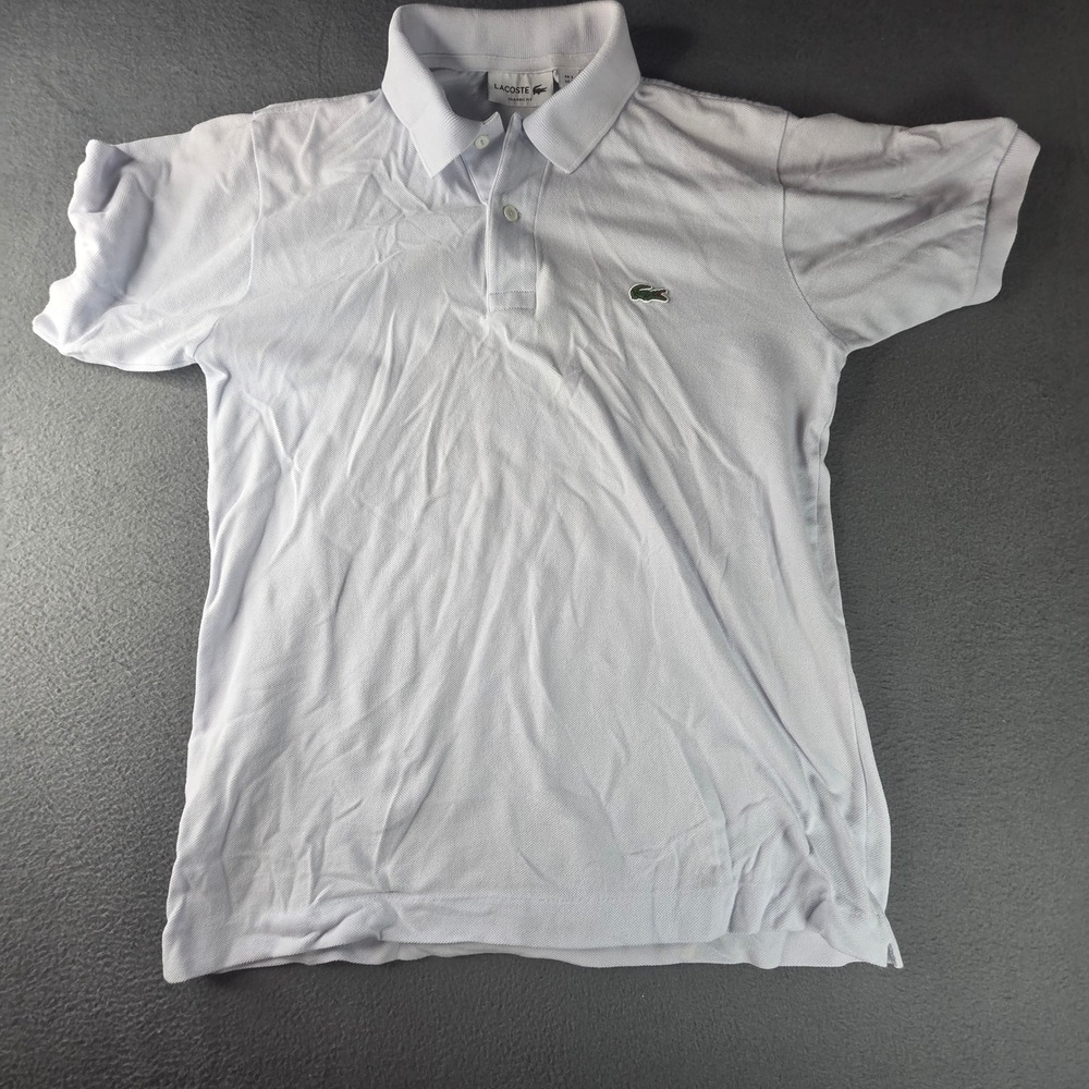 Lacoste Classic Fit Polo Shirt Mens Small FR 3 Light Lavender Blue Pique Cotton